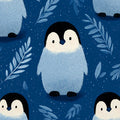 Baby Penguin Sketch Mural Wallpaper — Whimsical Navy Blue Design Mural Wallpaper - room preview 04