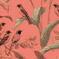 Tropical Bird and Botanical Mural Wallpaper — Coral & Sage Print Mural Wallpaper - room preview 04