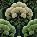 Art Deco Forest Mural Wallpaper — Stylized Botanical Fan Motif Mural Wallpaper - room preview 04