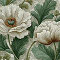 Vintage Peony Floral Mural Wallpaper — Classic Botanical Pattern Mural Wallpaper - room preview 04