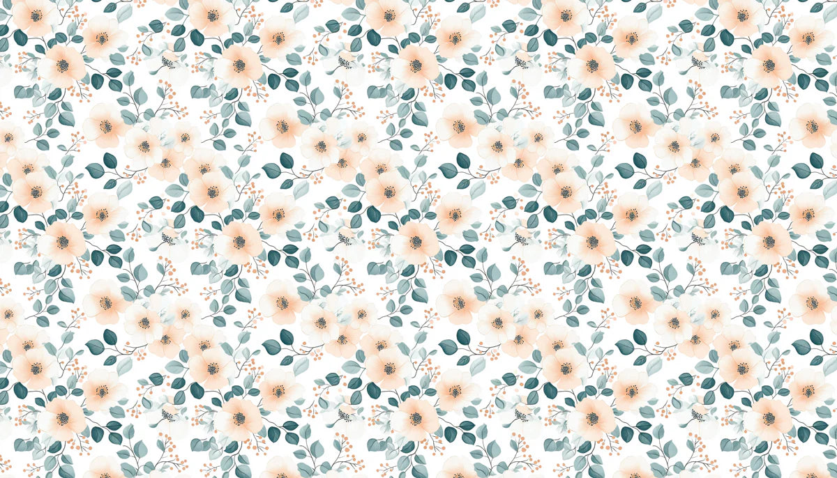 Soft Watercolor Floral Mural Wallpaper — Gentle Botanical Print Mural Wallpaper - room preview 04