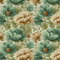 Vintage Peony Botanical Mural Wallpaper — Sage and Ochre Mural Wallpaper - room preview 04