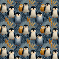 Penguin Family Illustration Mural Wallpaper — Whimsical Nature Scene Mural Wallpaper - room preview 04
