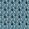 Charming Penguin Parade Mural Wallpaper in Soft Blue Mural Wallpaper - room preview 04
