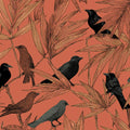 Birds and Bamboo Mural Wallpaper — Modern Terracotta and Black Mural Wallpaper - room preview 04
