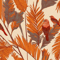 Rust Tropical Bird Mural Wallpaper — Warm Botanical Design Mural Wallpaper - room preview 04