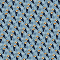 Tropical Toucan Garden Mural Wallpaper —Playful Blue Bird Pattern Mural Wallpaper - room preview 04