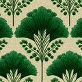 Gingko Fan Leaf Mural Wallpaper — Art Deco Botanical Pattern Mural Wallpaper - room preview 04