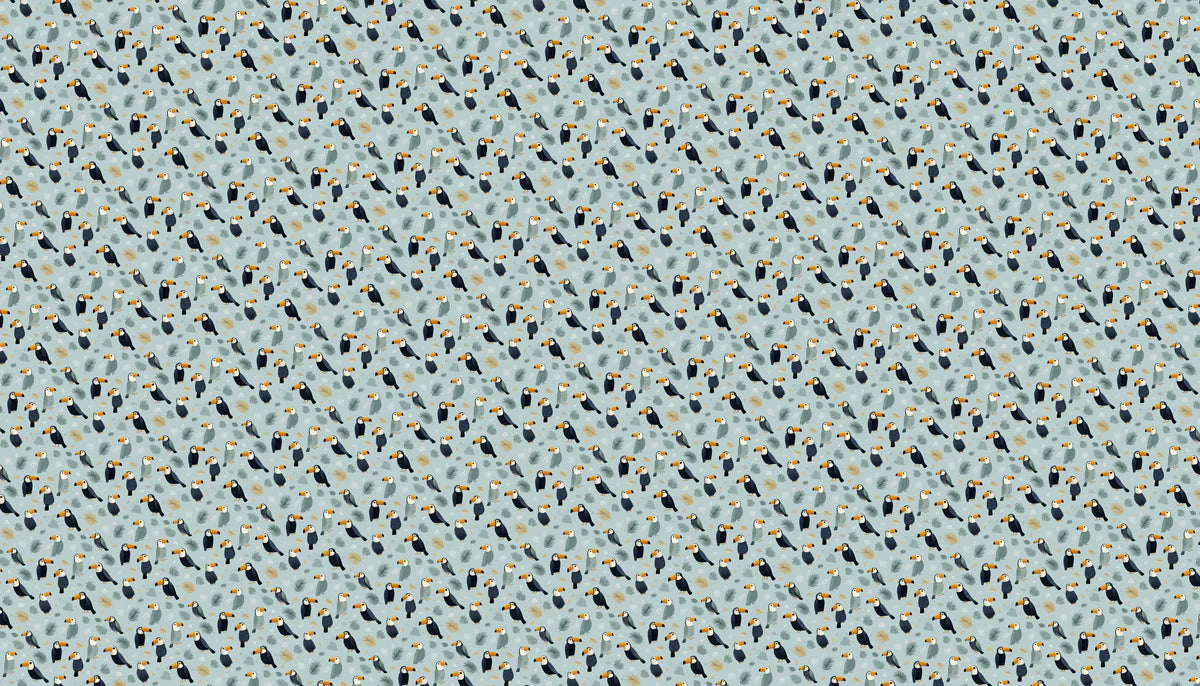 Mini Toucan Mural Wallpaper —Whimsical Tropical Bird Pattern Mural Wallpaper - room preview 04