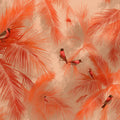 Tropical Palm and Finch Mural Wallpaper — Sunset Coral Palette Mural Wallpaper - room preview 04