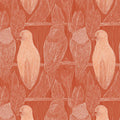 Stylized Bird and Feather Mural Wallpaper — Warm Terracotta Print Mural Wallpaper - room preview 04