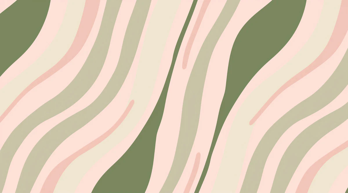 Abstract Organic Stripe Mural Wallpaper — Sage and Blush Fluid Lines Mural Wallpaper - room preview 04