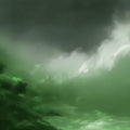 Ethereal Green Cloudscape Mural Wallpaper — Moody Abstract Art Mural Wallpaper - room preview 04