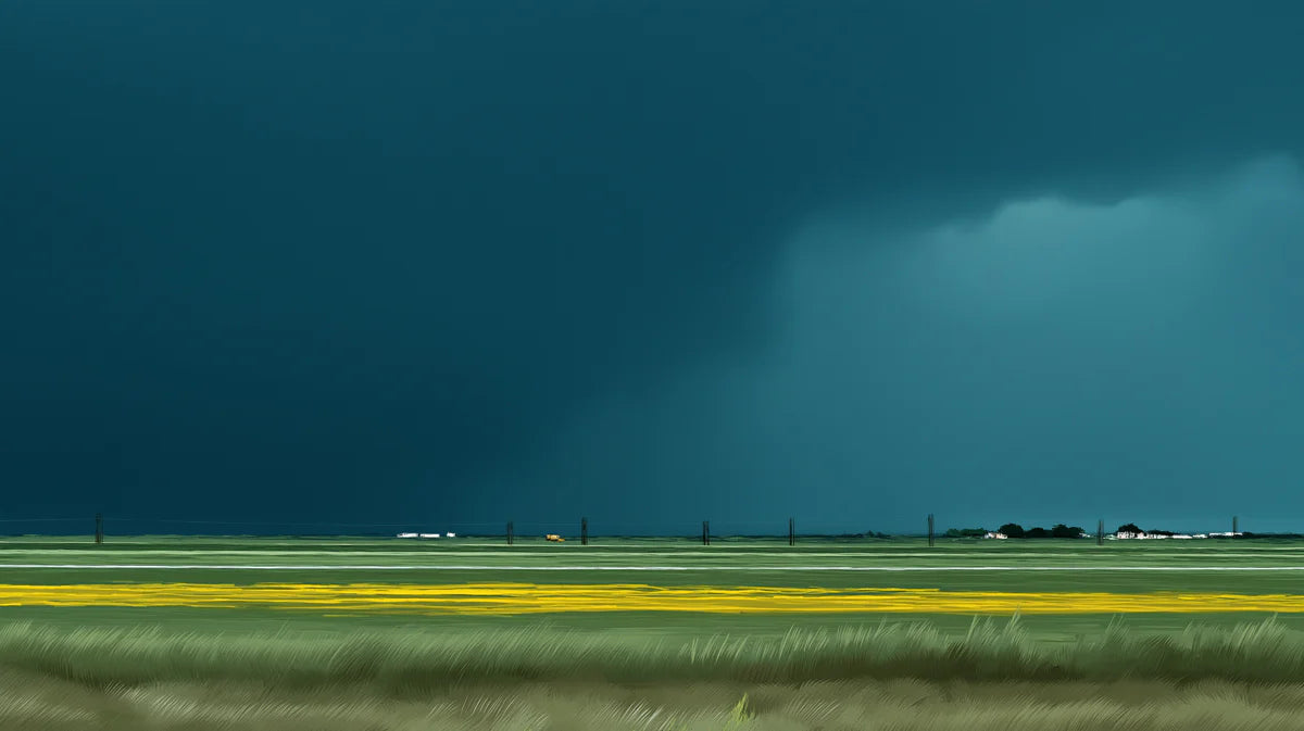 Stormy Horizon Mural Wallpaper — Impressionistic Landscape Design Mural Wallpaper - room preview 04