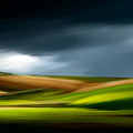 Impressionist Rolling Hills Mural Wallpaper — Moody Landscape Mural Wallpaper - room preview 04