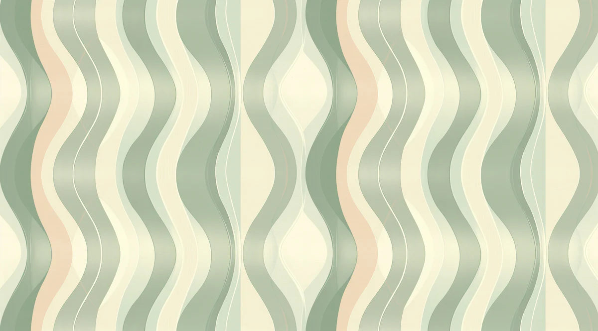 Mid-Century Wavy Stripe Mural Wallpaper — Soft Retro Curves Mural Wallpaper - room preview 04