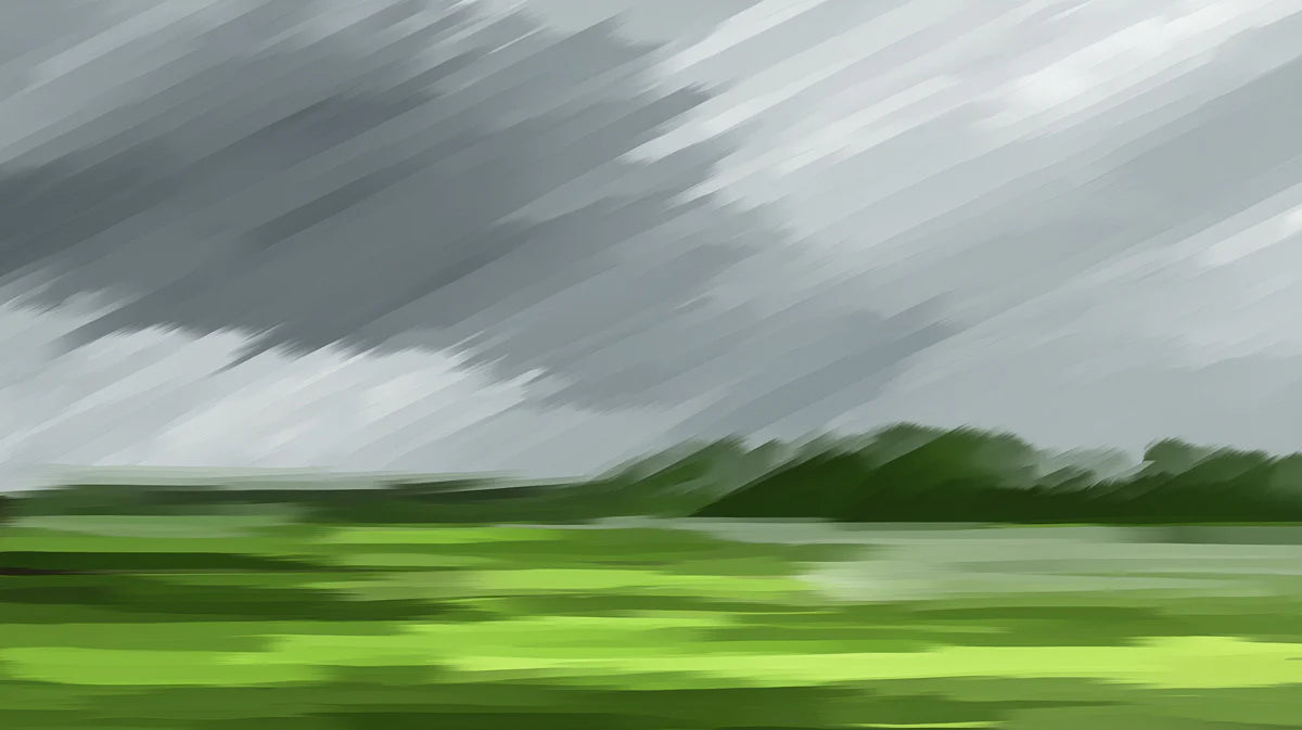Abstract Meadow Mural Wallpaper — Painterly Stormy Landscape Mural Wallpaper - room preview 04