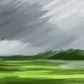 Abstract Meadow Mural Wallpaper — Painterly Stormy Landscape Mural Wallpaper - room preview 04