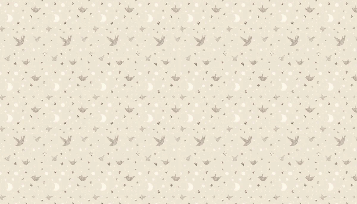 Celestial Bird and Moon Mural Wallpaper —Soft Whimsical Design Mural Wallpaper - room preview 04