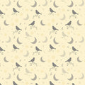 Birds and Moons Mural Wallpaper — Soft Yellow Graphic Design Mural Wallpaper - room preview 04