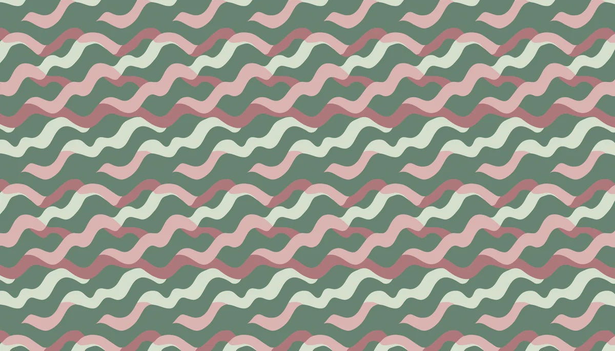 Retro Wavy Stripe Mural Wallpaper — Mid-Century Geometric Pattern Mural Wallpaper - room preview 04