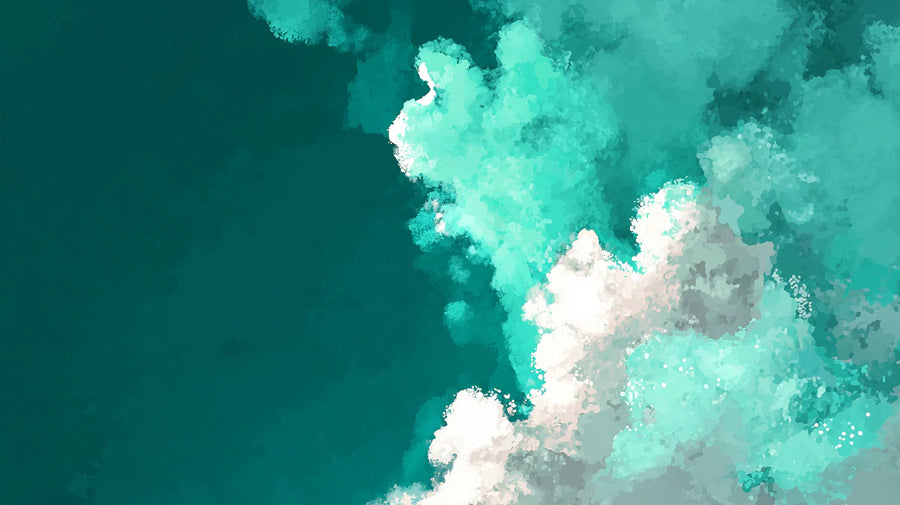 Papier peint mural nuage aquarelle abstrait sarcelle pour murs modernes printable artwork