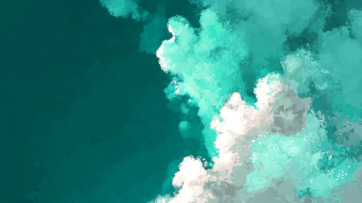 Abstract Teal Watercolor Cloud Mural Wallpaper for Modern Walls Mural Wallpaper - room preview 04