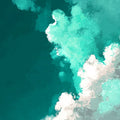 Abstract Teal Watercolor Cloud Mural Wallpaper for Modern Walls Mural Wallpaper - room preview 04
