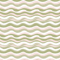 Hand-Drawn Wavy Stripe Mural Wallpaper in Sage and Blush Mural Wallpaper - room preview 04
