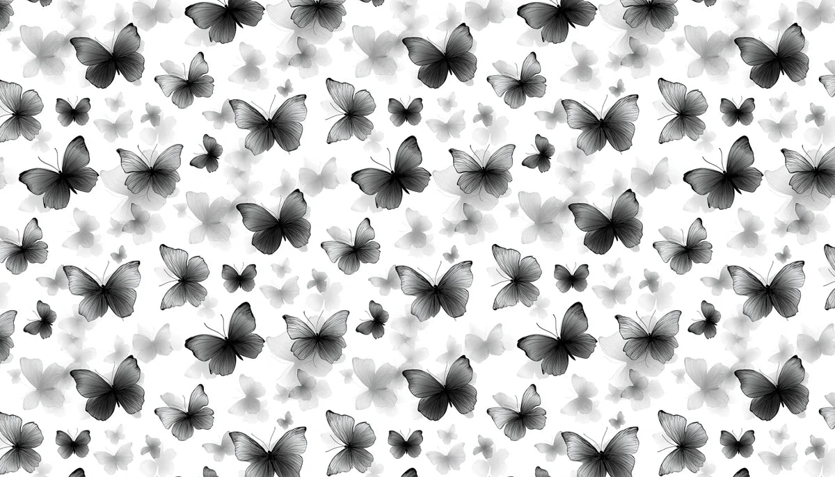 Monochrome Butterfly Flight Mural Wallpaper — Modern Minimalist Mural Wallpaper - room preview 04