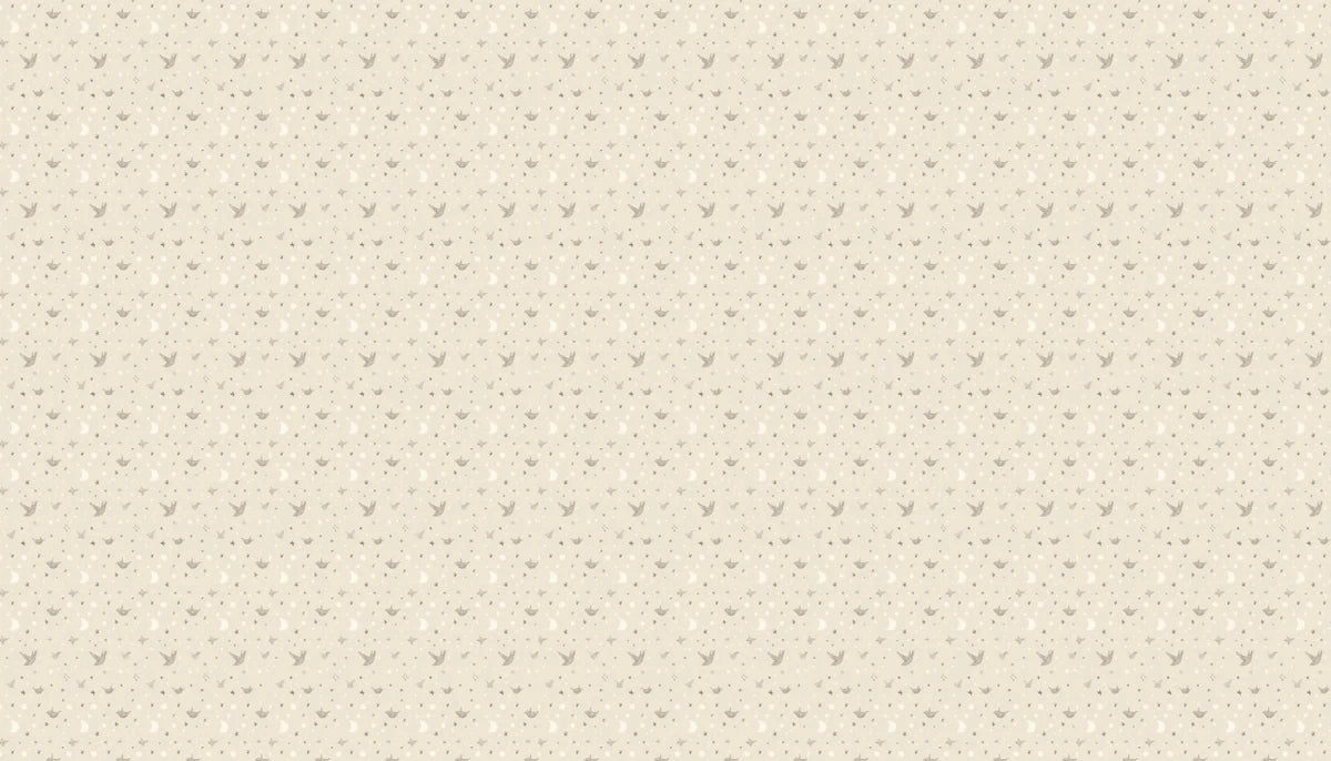 Celestial Bird and Moon Mural Wallpaper — Minimalist Cream Mural Wallpaper - room preview 04