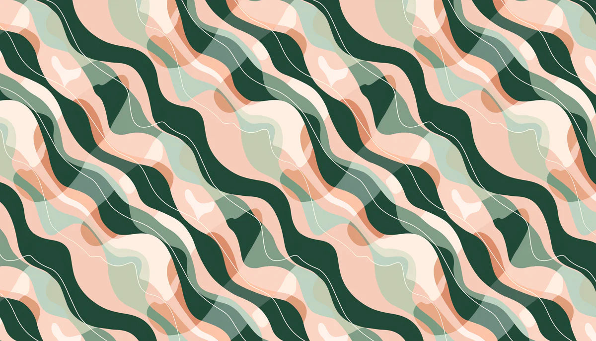 Abstract Wave Organic Mural Wallpaper — Fluid Modern Pattern Mural Wallpaper - room preview 04