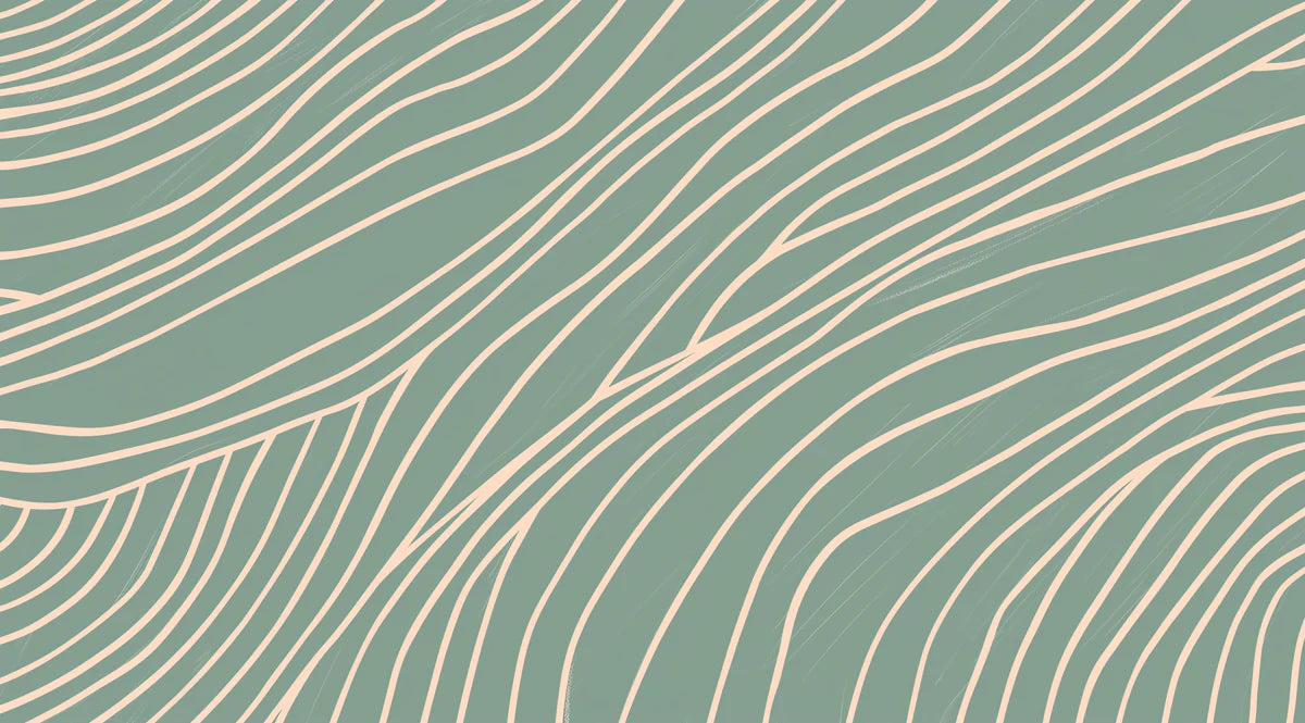 Wavy Line Mural Wallpaper in Sage Green and Soft Cream Mural Wallpaper - room preview 04