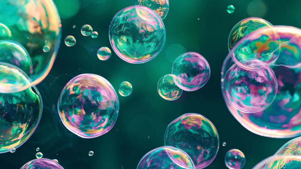 Iridescent Bubble Mural Wallpaper — Deep Teal Circular Pattern Mural Wallpaper - room preview 04
