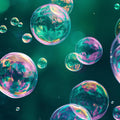 Iridescent Bubble Mural Wallpaper — Deep Teal Circular Pattern Mural Wallpaper - room preview 04