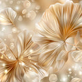 Gilded Ginkgo Leaves Mural Wallpaper — Luminous Gold Botanical Mural Wallpaper - room preview 04