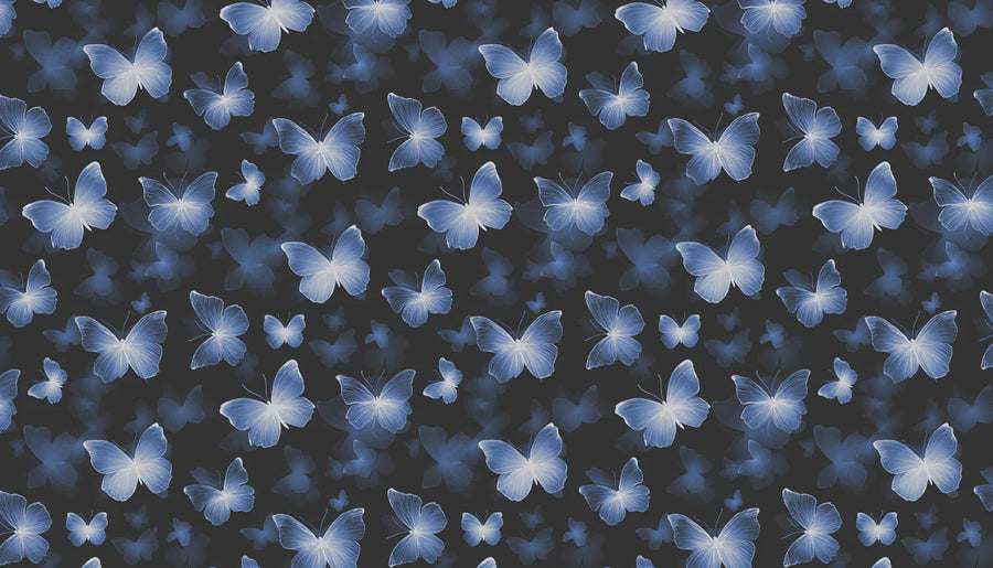 Butterfly Wallpaper Mural – Flutter Wall Mural – Ethereal Butterfly —Dark Indigo and Charcoal printable artwork