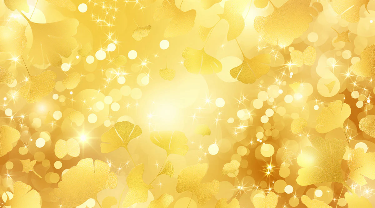 Gilded Ginkgo Leaf Mural Wallpaper — Luminous Gold Botanical Mural Wallpaper - room preview 04