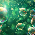 Iridescent Bubble Bokeh Mural Wallpaper — Ethereal Green Glow Mural Wallpaper - room preview 04