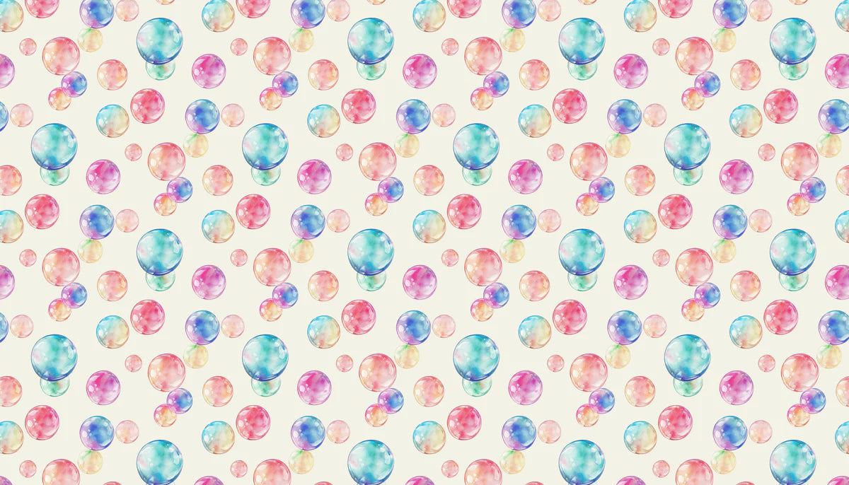 Floating Watercolor Bubbles Mural Wallpaper — Soft Pastel Art Mural Wallpaper - room preview 04