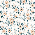 Watercolor Floral Mural Wallpaper in Peach and Teal Mural Wallpaper - room preview 04