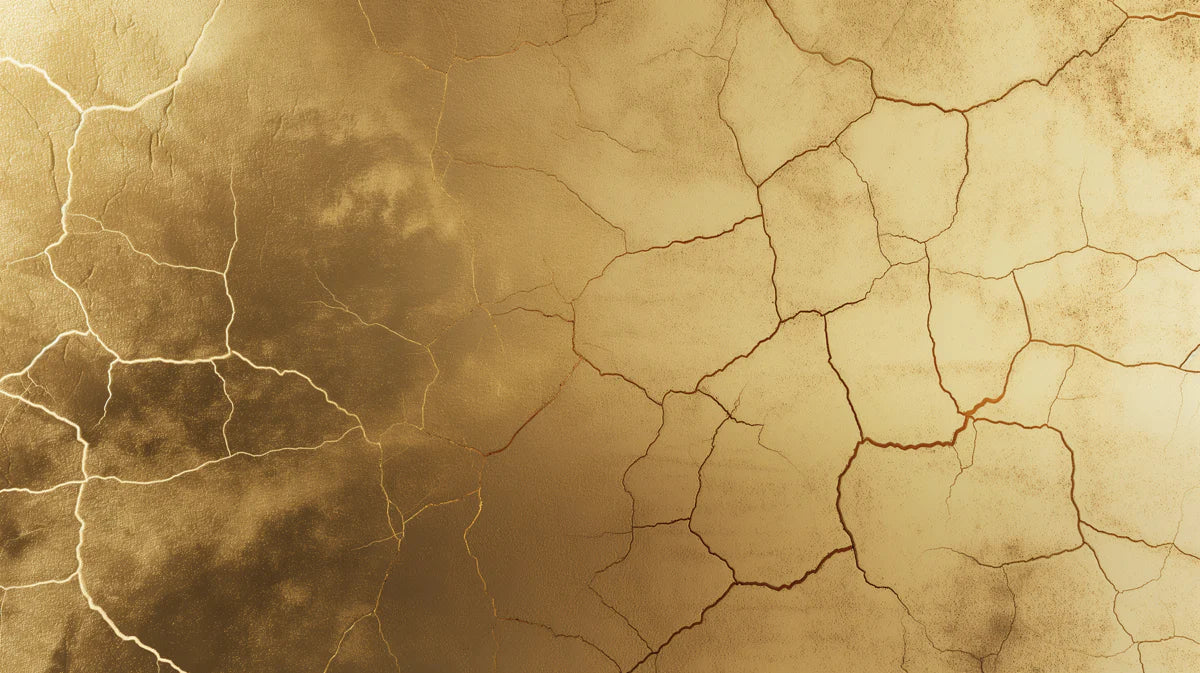 Cracked Earth Mural Wallpaper — Weathered Golden Texture Mural Wallpaper - room preview 04