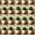 Potted Succulent Row Mural Wallpaper — Minimalist Organic Mural Wallpaper - room preview 04