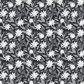 Monochrome Wildflower Garden Mural Wallpaper — Classic Floral Print Mural Wallpaper - room preview 04