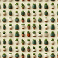 Potted Succulent Grid Mural Wallpaper — Modern Botanical Style Mural Wallpaper - room preview 04
