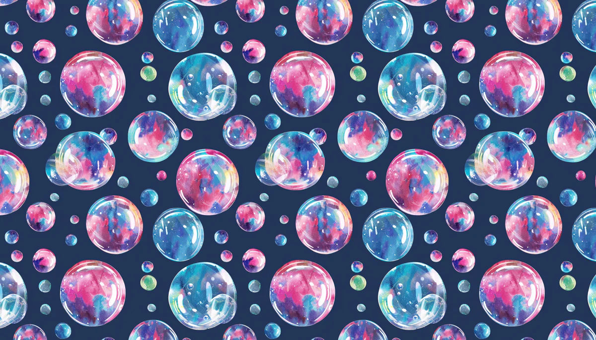 Watercolor Bubble Pattern Mural Wallpaper — Whimsical Navy Design Mural Wallpaper - room preview 04