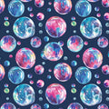 Watercolor Bubble Pattern Mural Wallpaper — Whimsical Navy Design Mural Wallpaper - room preview 04