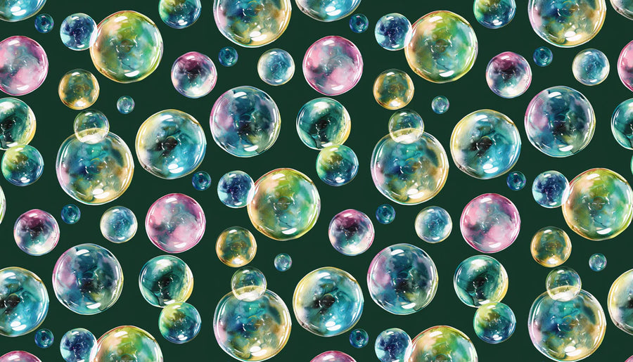 Watercolor Wallpaper Mural – Watercolour Wall Mural – Watercolor Bubble Cluster in Deep Forest Green printable artwork
