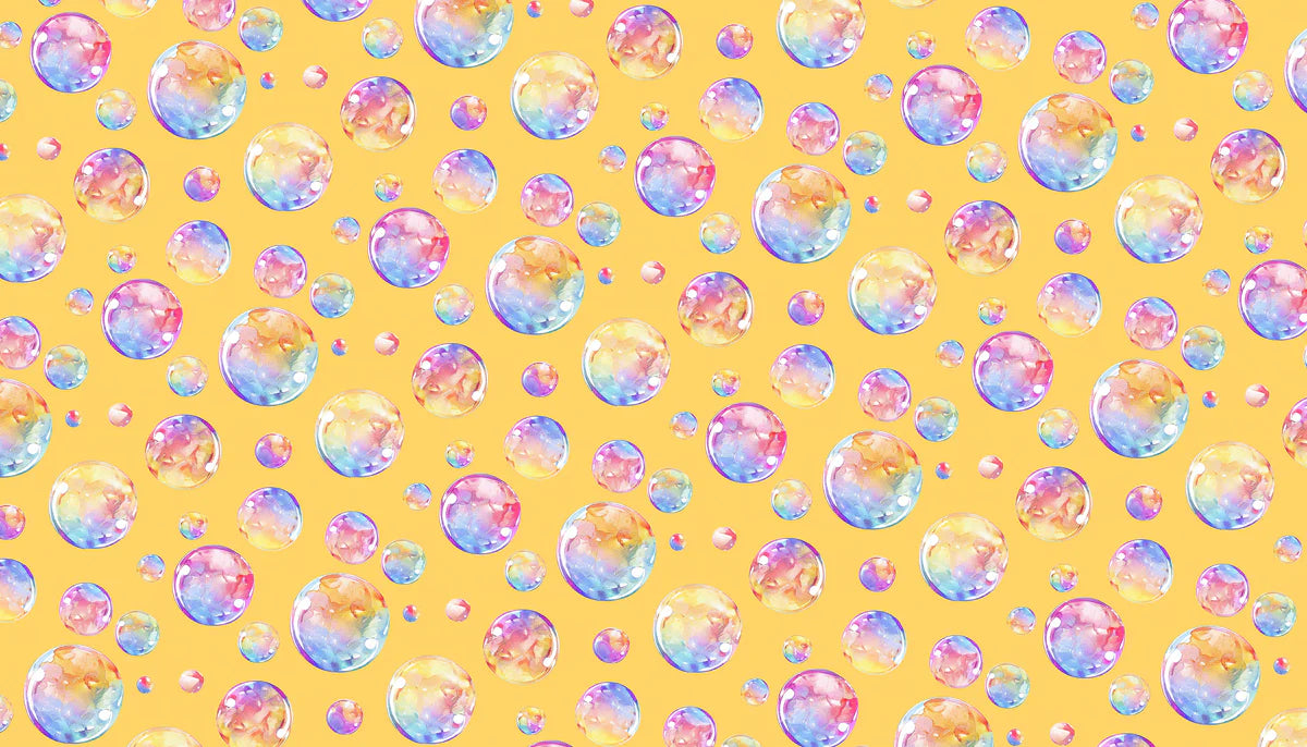 Watercolor Bubble Mural Wallpaper — Playful Yellow and Blue Mural Wallpaper - room preview 04