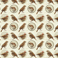 Sparrow Medallion Mural Wallpaper in Earthy Neutrals Mural Wallpaper - room preview 04